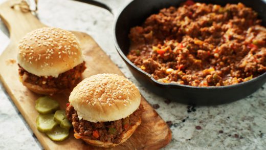 sloppy joe sandwiches freshly cooked from skillet