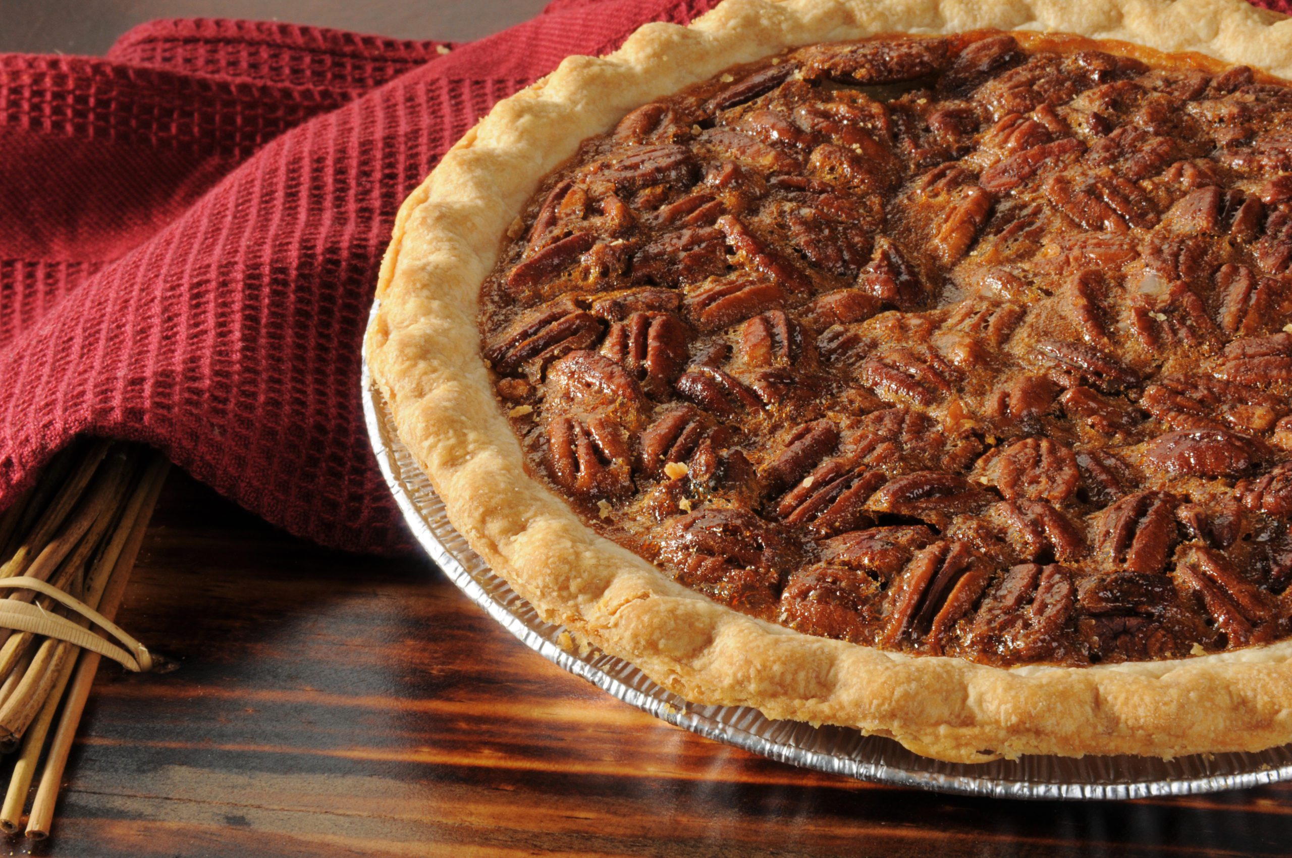 Pecan pie close up