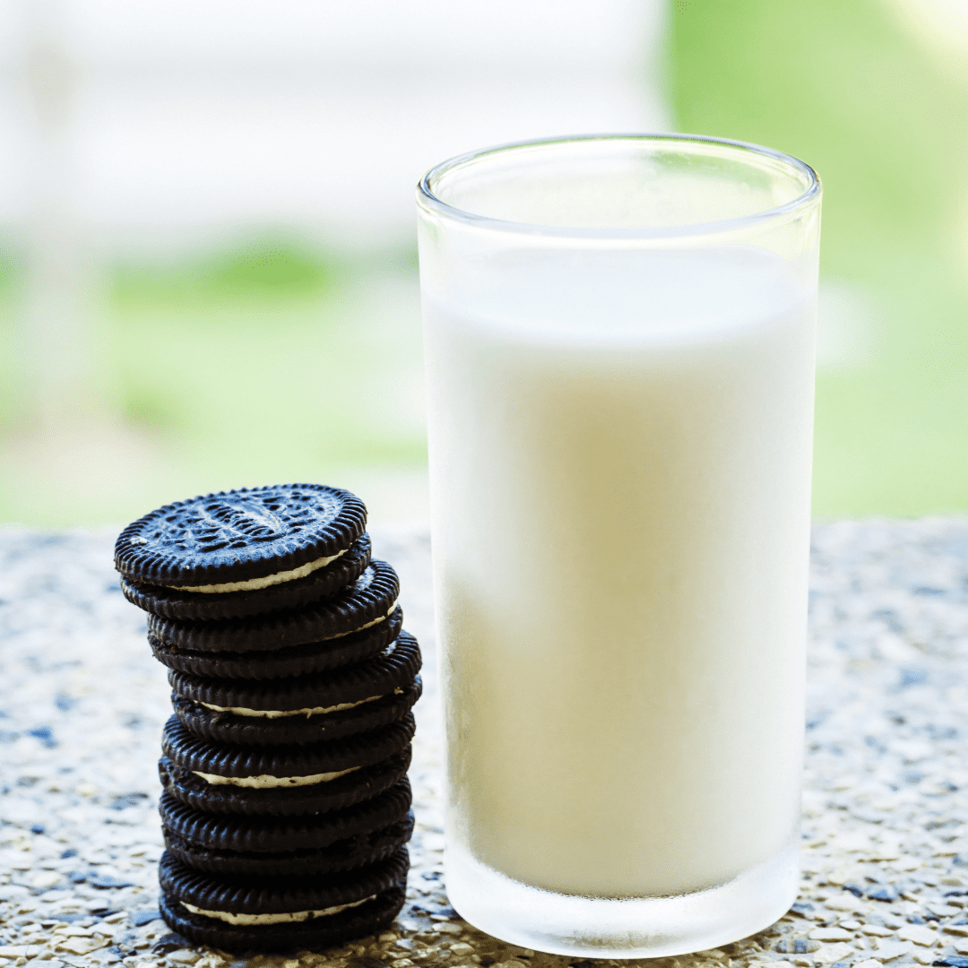 Oreo cookie and milk