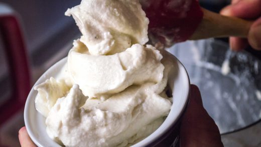 home made ice cream with sugar